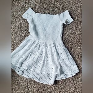 Smocked eyelet off-shoulder top